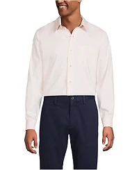 Lands' End Men's Pattern No Iron Supima Pinpoint Straight Collar Dress Shirt