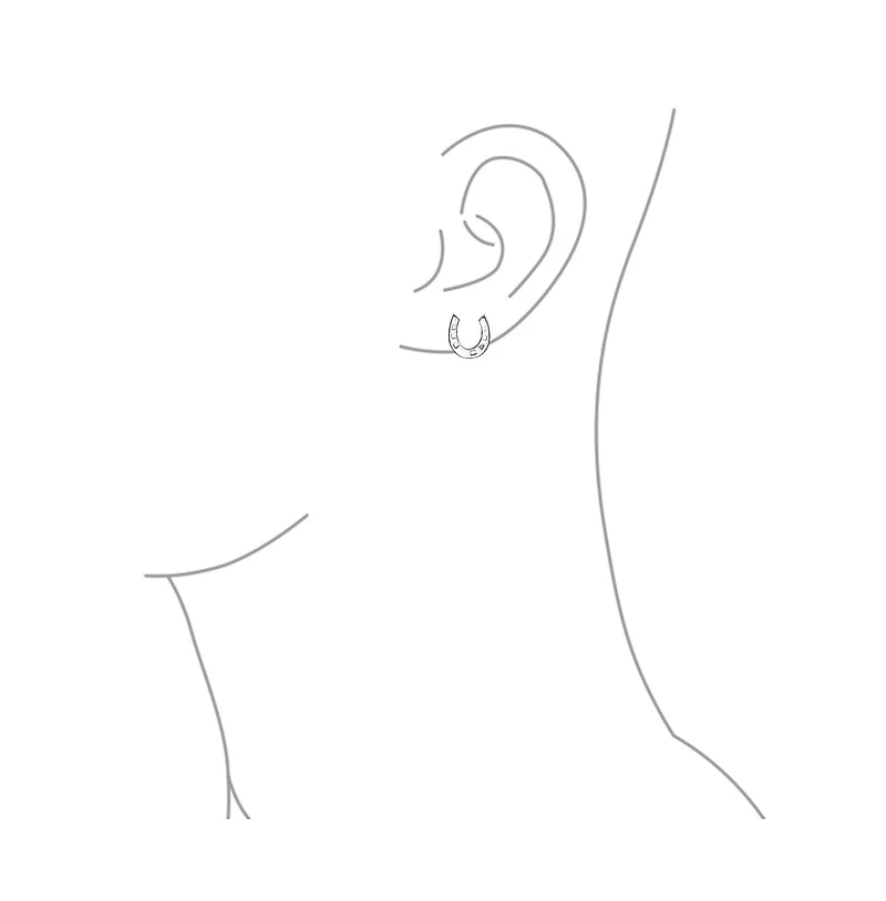 Bling Jewelry Good Luck Horseshoe Stud Earrings in Sterling Silver Western Jewelry
