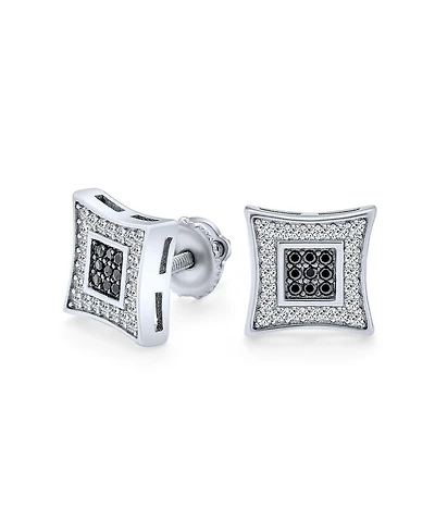 Bling Jewelry Contemporary 9MM Black & White Cz Stud Earrings in Sterling Silver