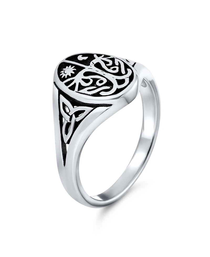 Bling Jewelry Celestial Celtic Sun Moon Tree Of Life Signet Silver Ring Antique Style Sterling