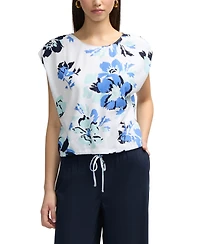 Ellen Tracy Women's Linen Blend Top with Drawstring at Hem