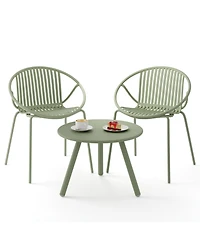 All Weather Pp Patio Conversation Set with Round Coffee table and 2 Chairs