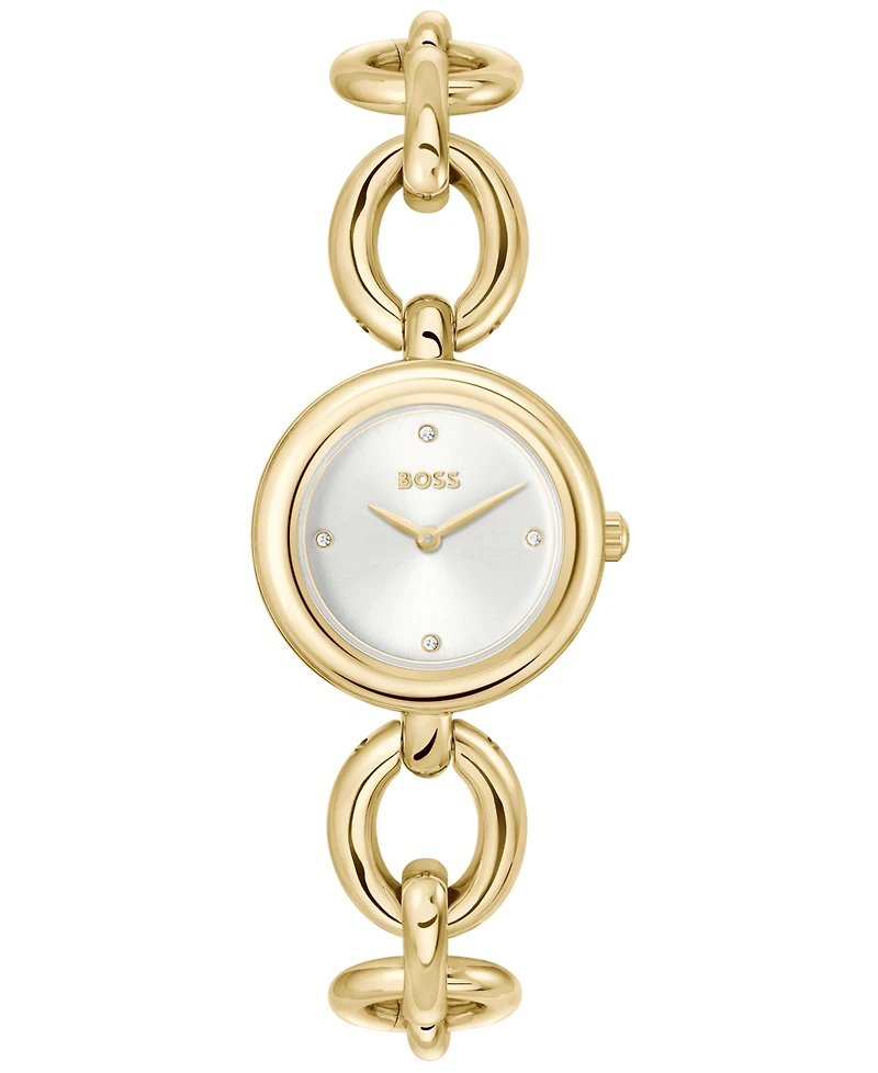 Hugo Boss Women's Live Quartz Slim Ionic Plated Thin Gold-Tone Stainless-Steel Watch, 28mm
