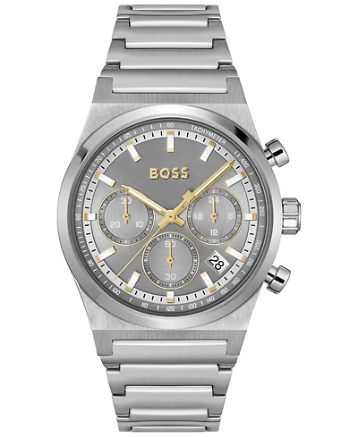 Hugo Boss Men's Candor Quartz Chronograph Silver-Tone Stainless-Steel Watch, 41mm