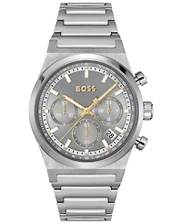 Hugo Boss Men's Candor Quartz Chronograph Silver-Tone Stainless-Steel Watch, 41mm