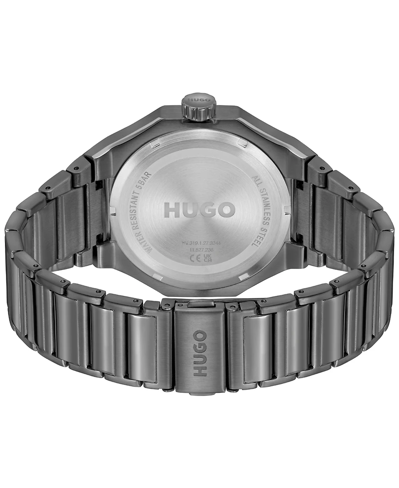 Hugo Boss Men's Grail Sport Quartz Multifunction Ionic Plated Gray Stainless-Steel Watch, 44mm