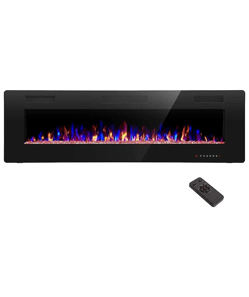 Kismile Electric Fireplace inch Recessed and Wall Mounted,The Thinnest FireplaceLow Noise, Fit for 2 x 6 Stud, Remote Control with Timer,Touch Screen