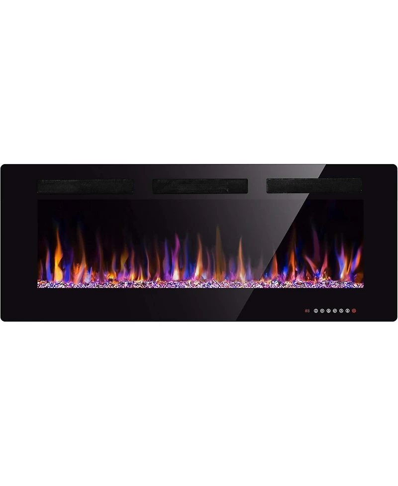 Kismile Electric Fireplace inch Recessed and Wall Mounted,The Thinnest FireplaceLow Noise, Fit for 2 x 6 Stud, Remote Control with Timer,Touch Screen