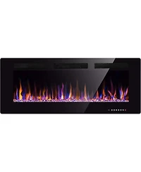 Kismile Electric Fireplace inch Recessed and Wall Mounted,The Thinnest FireplaceLow Noise, Fit for 2 x 6 Stud, Remote Control with Timer,Touch Screen