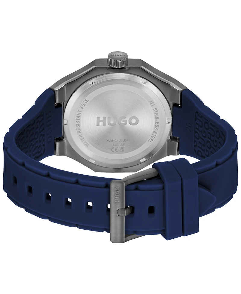 Hugo Boss Men's Grail Sport Quartz Multifunction Blue Silicone Watch, 44mm