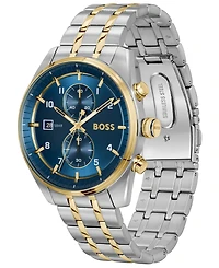 Hugo Boss Men's Skytraveller Quartz Chronograph Ionic Plated Thin Two-Tone Stainless-Steel Watch, 44mm