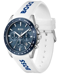 Hugo Boss Men's Strike Quartz Chronograph White Silicone Watch, 41mm