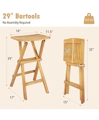 Set of 2 No Assembly Outdoor Bar Stools with Countered Seat