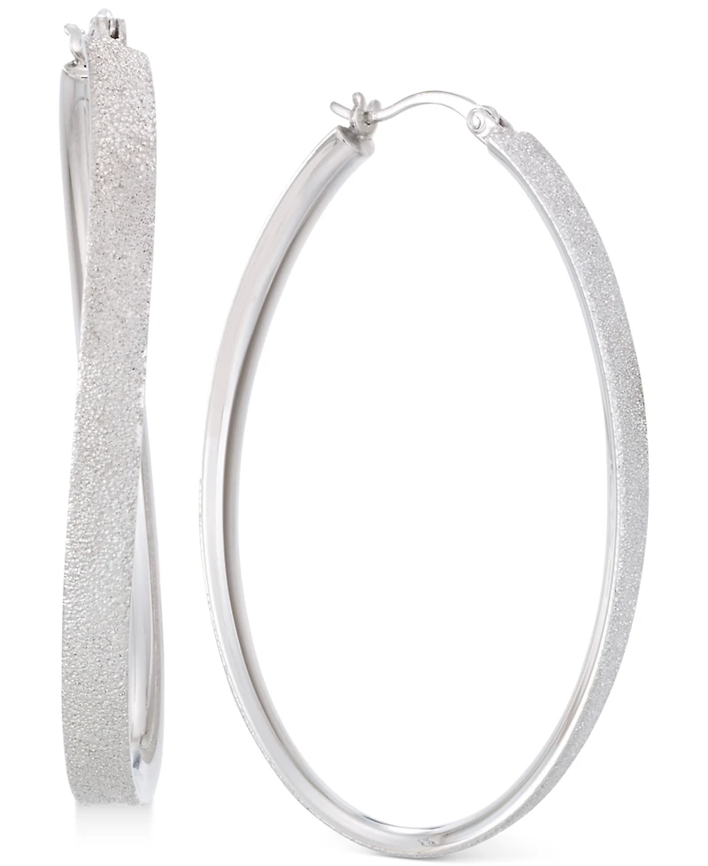 Simone I. Smith Satin-Finished Hoop Earrings in Platinum over Sterling Silver