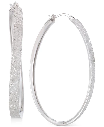 Simone I. Smith Satin-Finished Hoop Earrings in Platinum over Sterling Silver