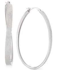 Simone I. Smith Satin-Finished Hoop Earrings in Platinum over Sterling Silver