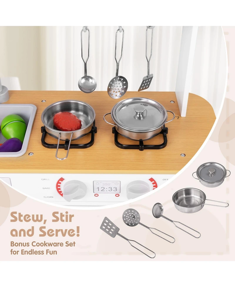 Toddler Pretend Play Kitchen Toy with Stove for Boys and Girls Aged 3+ Fun Cooking Toy