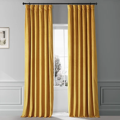 Half Price Drapes Sophomore Gold Signature Plush Velvet Hotel Blackout Curtain