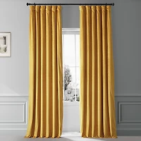 Half Price Drapes Sophomore Gold Signature Plush Velvet Hotel Blackout Curtain