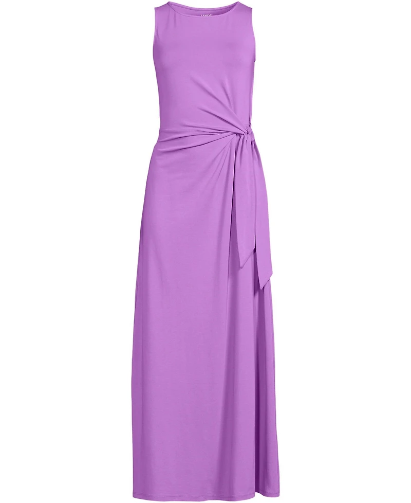 Lands' End Women's Cotton Modal Sleeveless Tie Waist Maxi Dress