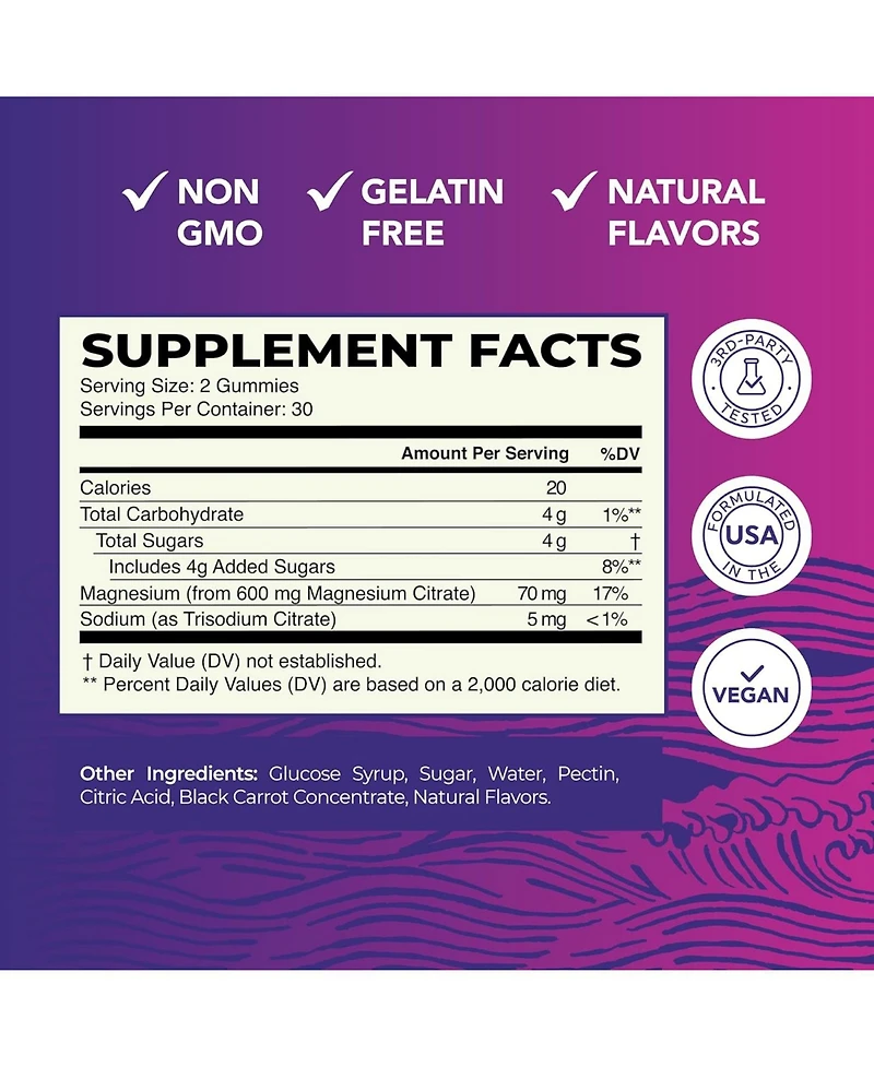 Magnesium Citrate Gummies, Absorption Magnesium for Calm, Relaxation & Digestion, Raspberry Flavor, Nobi Nutrition, 60ct
