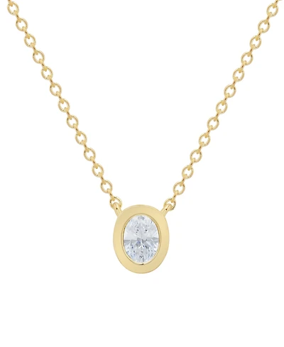 Diamond Bezel Oval Pendant 18" Necklace (1/5 ct. t.w.) in 14k Gold