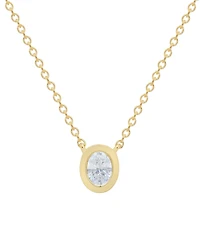 Diamond Bezel Oval Pendant 18" Necklace (1/5 ct. t.w.) in 14k Gold