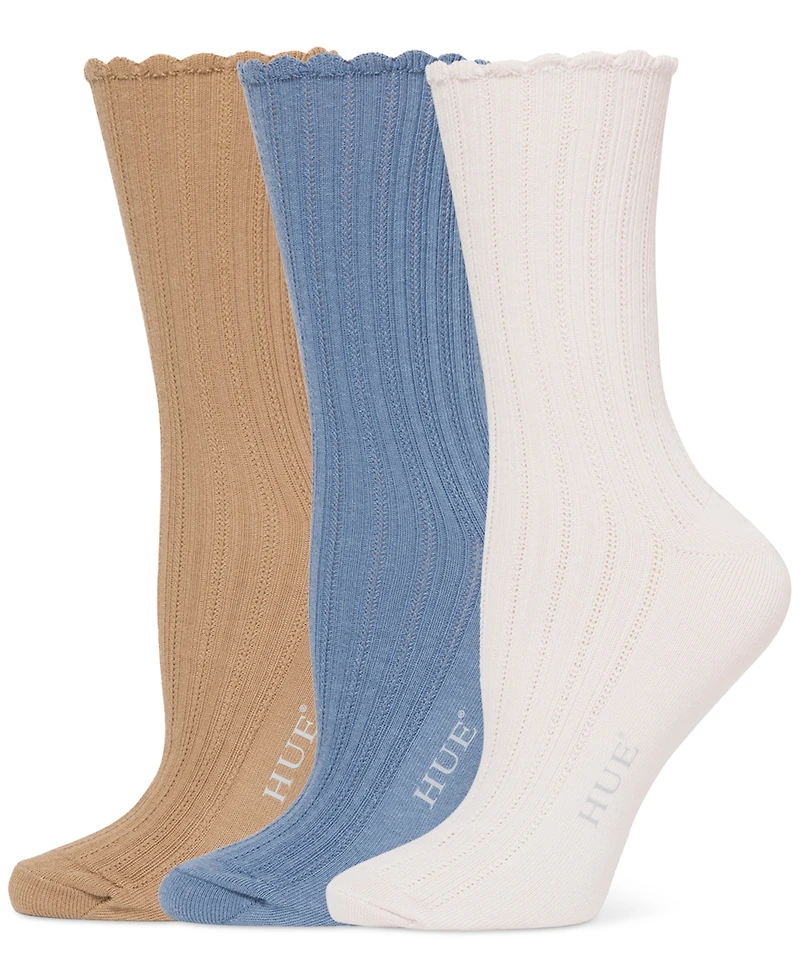 Hue Women's 3-Pk. Scalloped Pointelle Crew Socks