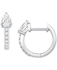 Diamond Pear & Round Small Hoop Earrings (5/8 ct. t.w.) in 10k White Gold