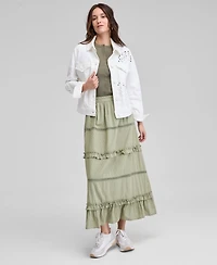 And Now This Women's Eyelet Embroidered Denim Jacket, Exclusively at Macy's