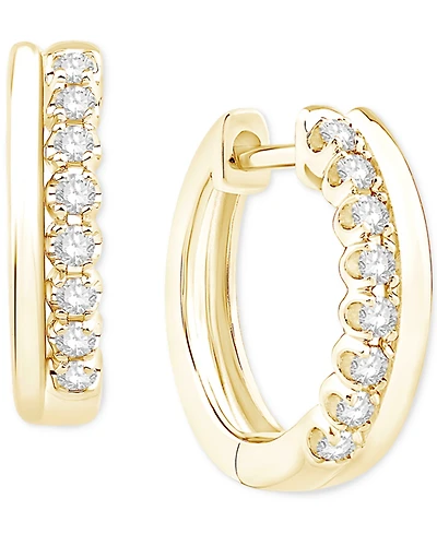 Diamond Double Row Hoop Earrings (1/5 ct. tw.) in 10k Gold