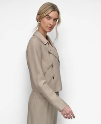 Dkny Women's Zipper Detailed Crinkle Jacket