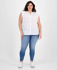 Tommy Hilfiger Plus Cotton Ruffled Sleeveless Shirt