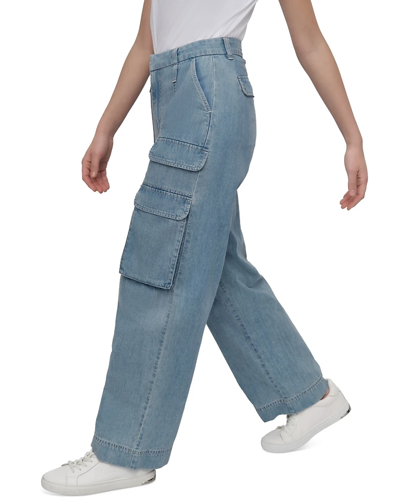 Dkny Jeans Women's Wide-Leg Utility Pocket Cargo Jeans - J0G
