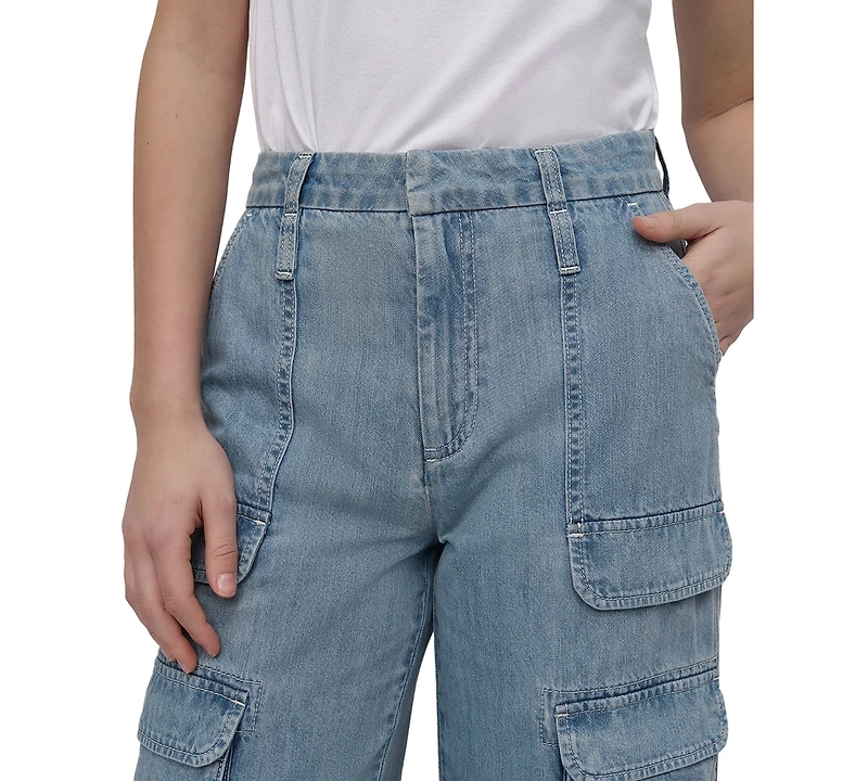 Dkny Jeans Women's Wide-Leg Utility Pocket Cargo Jeans - J0G
