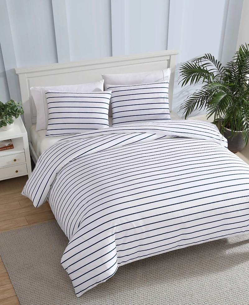 Nautica Brenton Stripe Percale 3-Pc. Duvet Cover Set