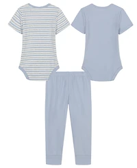 Calvin Klein Baby Boys 3-Piece 2 Short Sleeve Bodysuits and Blue Fog Joggers Set