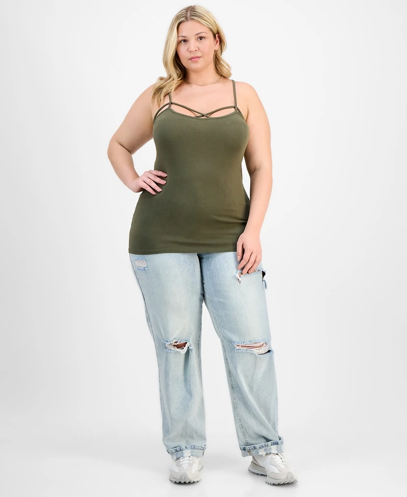 Aveto Trendy Plus Strappy Cross-Front Tank Top