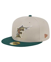 New Era Men's Natural/Hunter Green Florida Marlins Cooperstown Collection Lifestyle Tree Bark Fill 59FIFTY Fitted Hat