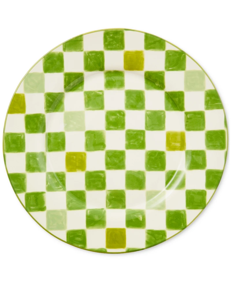 Mackenzie-Childs Green Check Round Platter