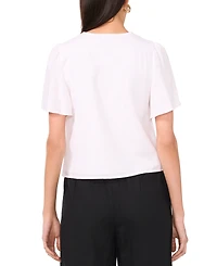 1.state Women's Tie-Front Flutter-Sleeve V-Neck Top