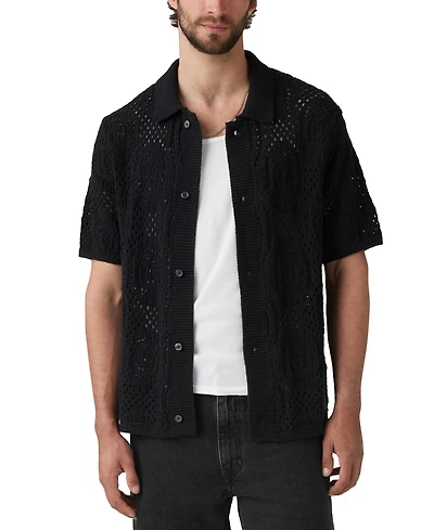Levi's Men's Straight-Fit Pointelle Crochet Button-Down Camp Shirt