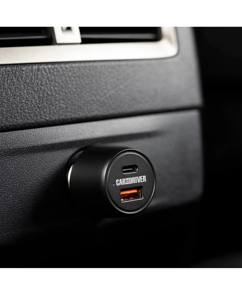 2-Port Car Charger, 48W High-Speed Usb-c and Usb-a for 12V Sockets