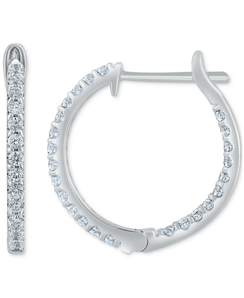 Diamond Small Hoop Earrings (1/2 ct. t.w.) 14K White or Yellow Gold