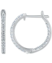 Diamond Small Hoop Earrings (1/2 ct. t.w.) 14K White or Yellow Gold