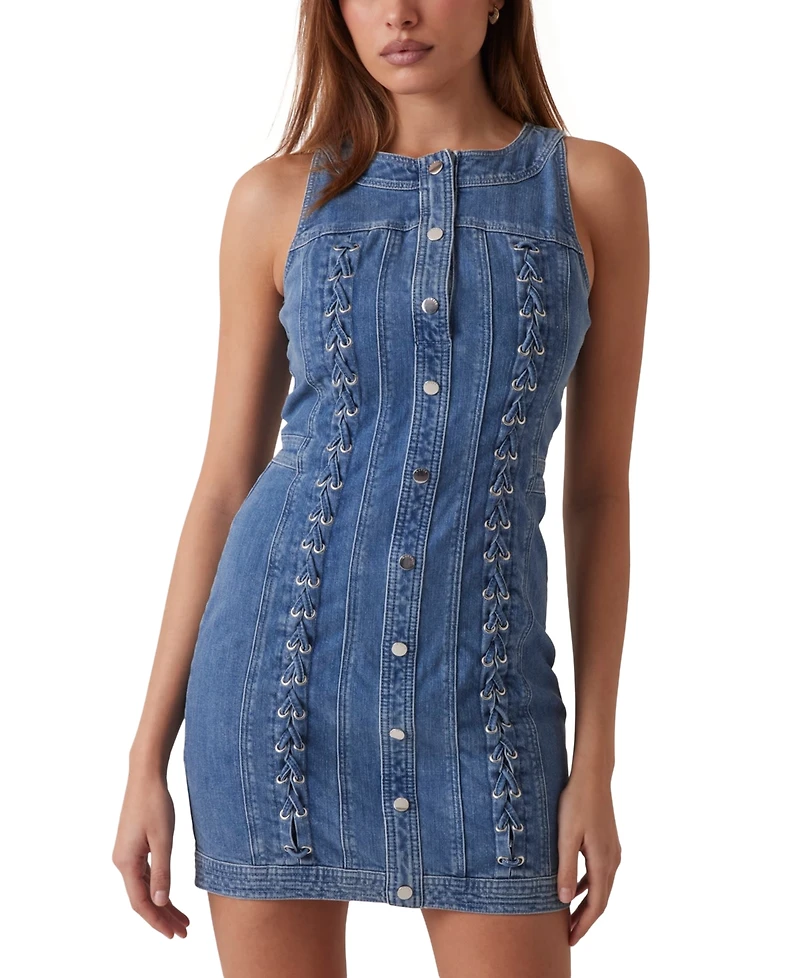 Guess Women's Denim Lace-Up Lisbeth Dress
