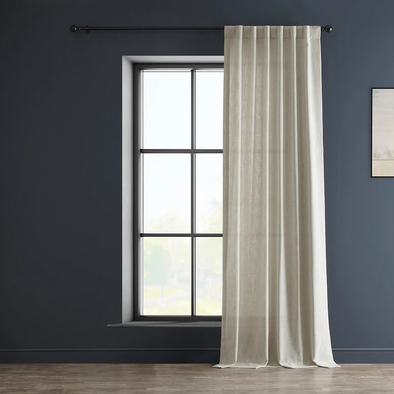 Half Price Drapes Malted Cream Heavy Faux Linen Curtain