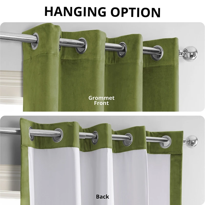 Half Price Drapes Basque Green Grommet Signature Velvet Blackout Curtain