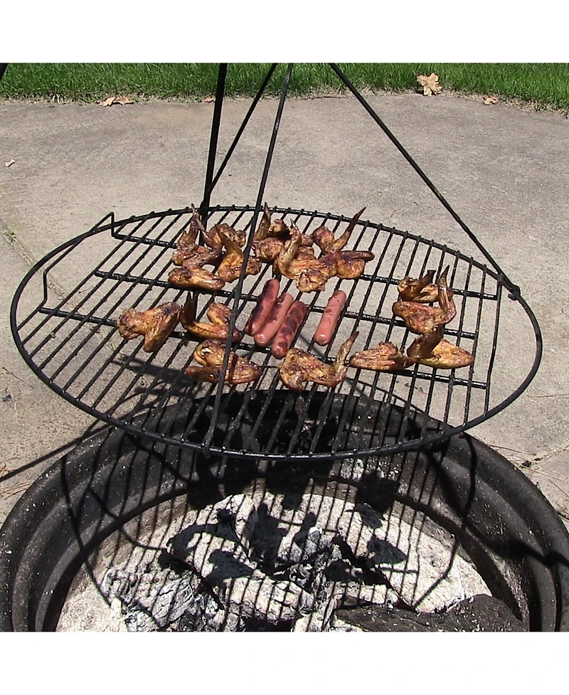 Outdoor Camping or Backyard Heavy-Duty Steel Round Fire Pit Cooking Rack Grill Grate - 40"