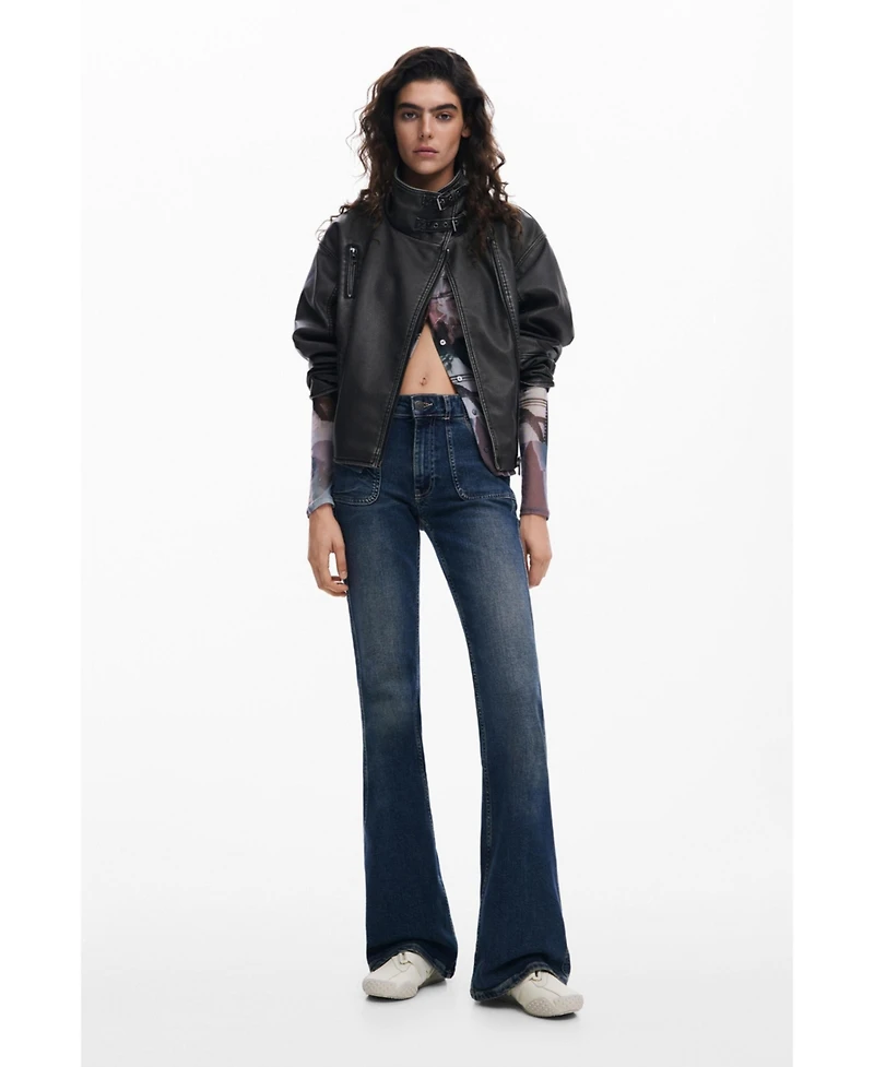 Desigual Women's Oversized leather-effect biker jacket